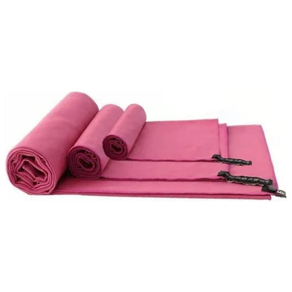 Set 3 Toallas Baño Viaje Microfibra Secado Rápido Rosado