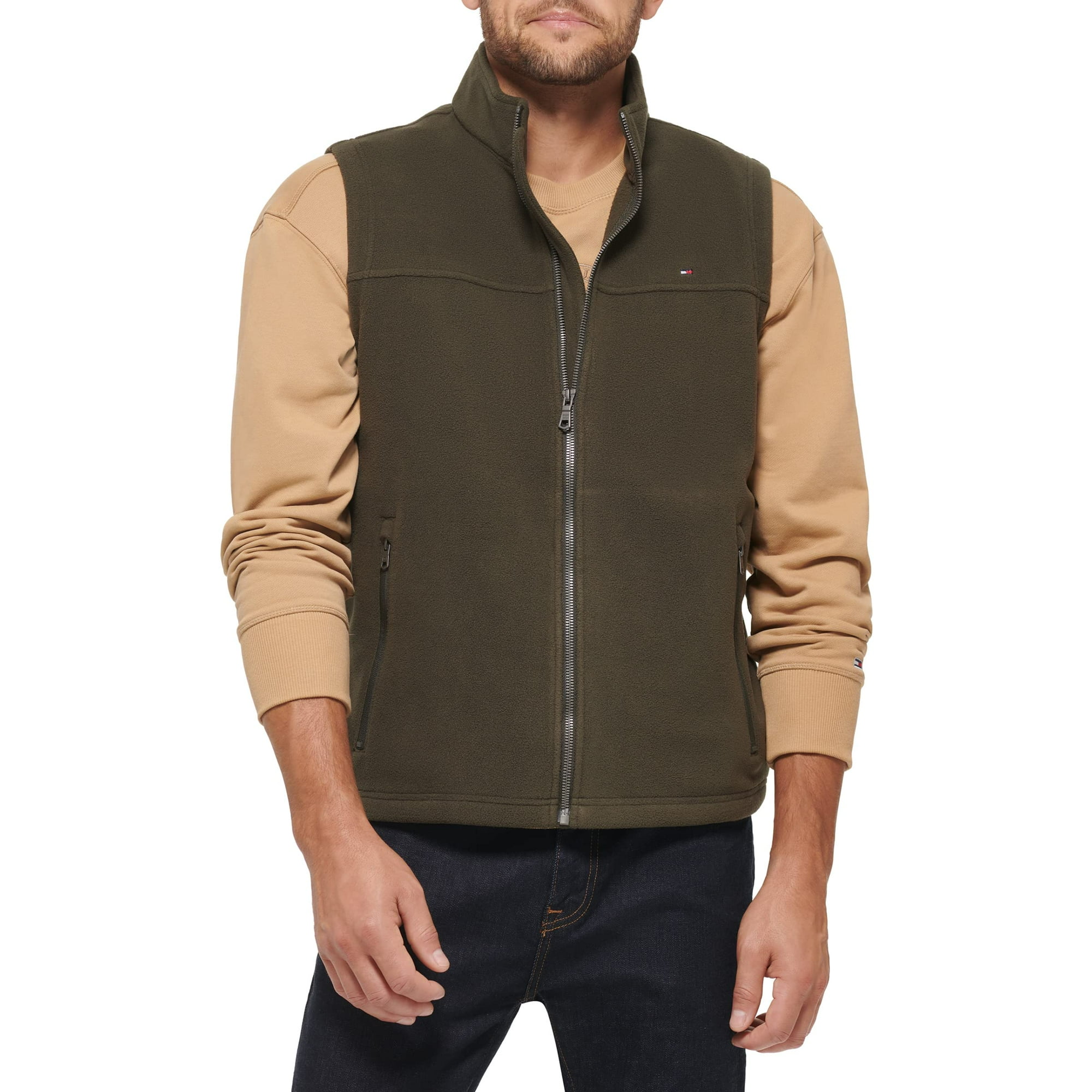 Chaleco Tommy Hilfiger De Forro Polar Para Hombre, Color Verde Oliva, Talla S