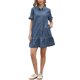 thumbnail image 2 of INSPIRE CHIC Vestido Mini de Mezclilla para Mujer con Mangas con Volantes, Botones, Cuello Casual, Vestidos de Jean con Bolsillos XS Azul, 2 of 6