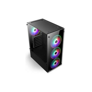 Sidemarket - Gabinente Gamer Stormbyte Atx / M-Atx / Micro Atx/ + Fuente 500W + 3 Ventiladores Rgb