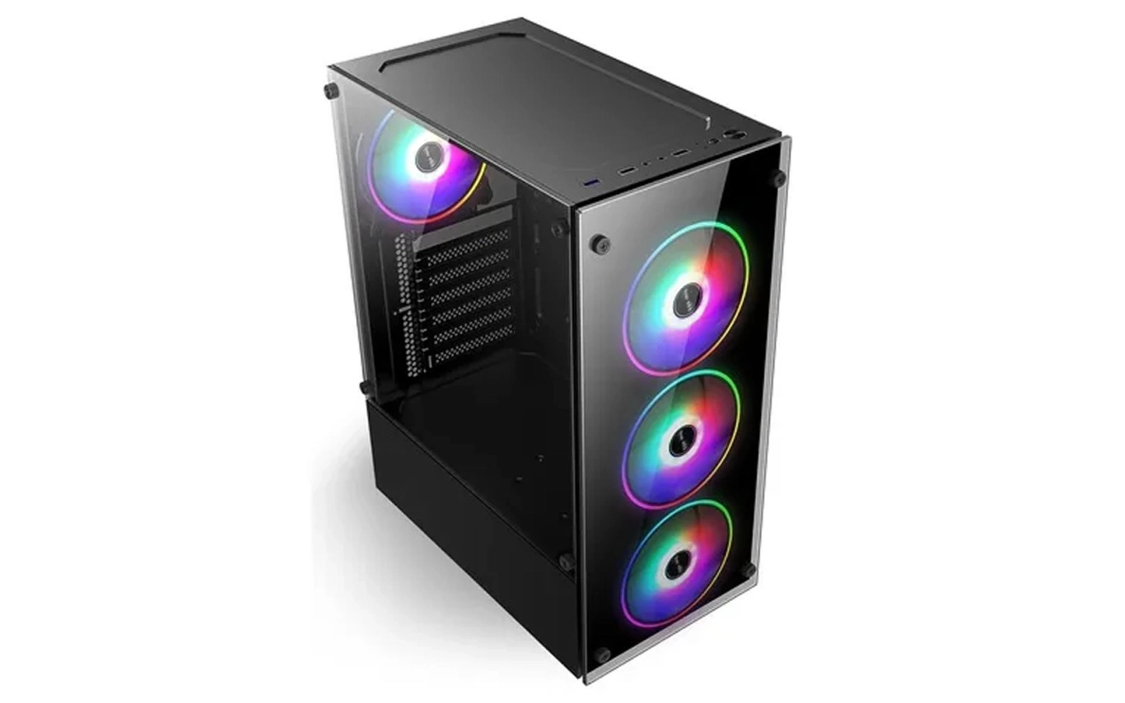 Sidemarket - Gabinente Gamer Stormbyte Atx / M-Atx / Micro Atx/ + Fuente 500W + 3 Ventiladores Rgb