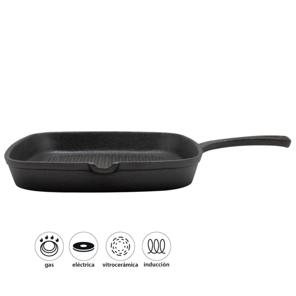 Sartén Cuadrado Hierro Fundido Negro 1 Piezas