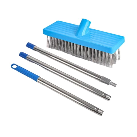 Magideal - Cepillo De Alambre De Acero Inoxidable Para Suelo, Fregador De Suelo Con Cerdas Rígidas De Metal, Resistente Al Óxido, Con Mango Largo Para Jardín Y Cepillo 30Cm Varilla 120Cm