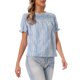 thumbnail image 4 of INSPIRE CHIC Blusas de Cuadros Vichy para Mujeres con Volantes Fruncidos y Mangas Abullonadas S Azul Claro, 4 of 6