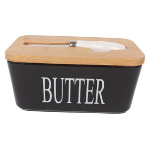 Bothyi - Estuche De Conservación De Almacenamiento De Alimentos De Plato De Mantequilla De Cerámica Para Servir En La Cocina Negro