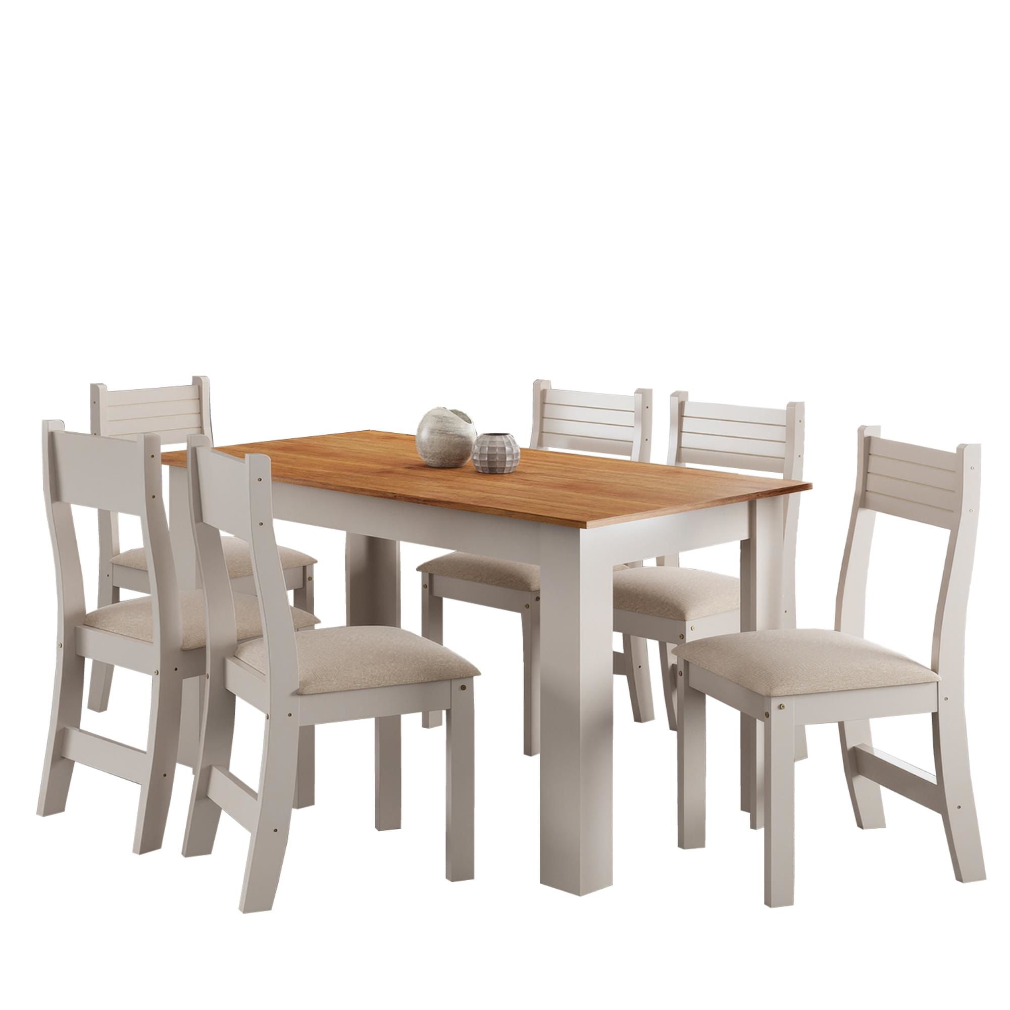 Altavisión - Juego Comedor Violeta 6 Sillas Blanco Crema - Café Claro