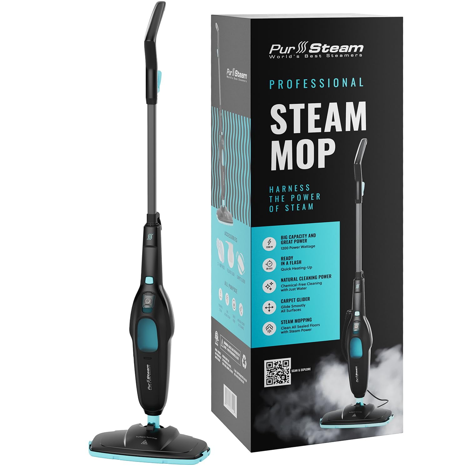 Limpiador De Pisos Multisuperficie Profesional Steam Mop Pursteam