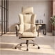 thumbnail image 1 of Silla Oficina Ejecutiva Ergonómica Reclinable Con Reposapiés Crema Cuero Sintético, 1 of 8