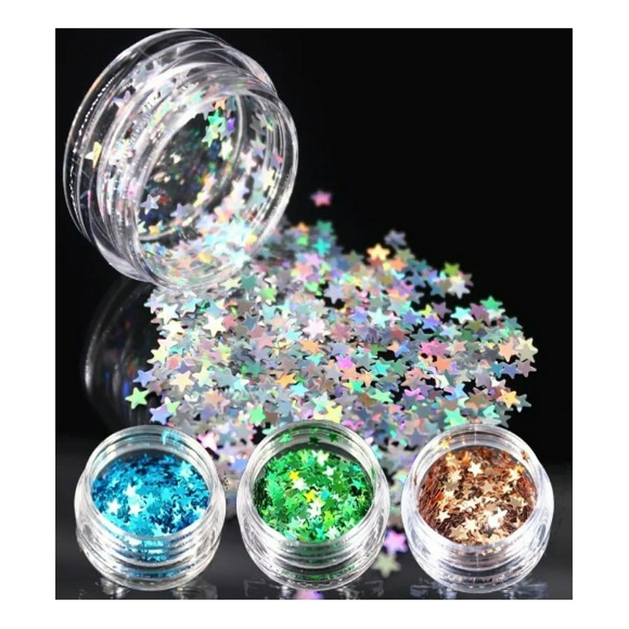 Hangar77 - Glitter Para Resina Uv 14 Estrellas Holográfica Aros Llavero