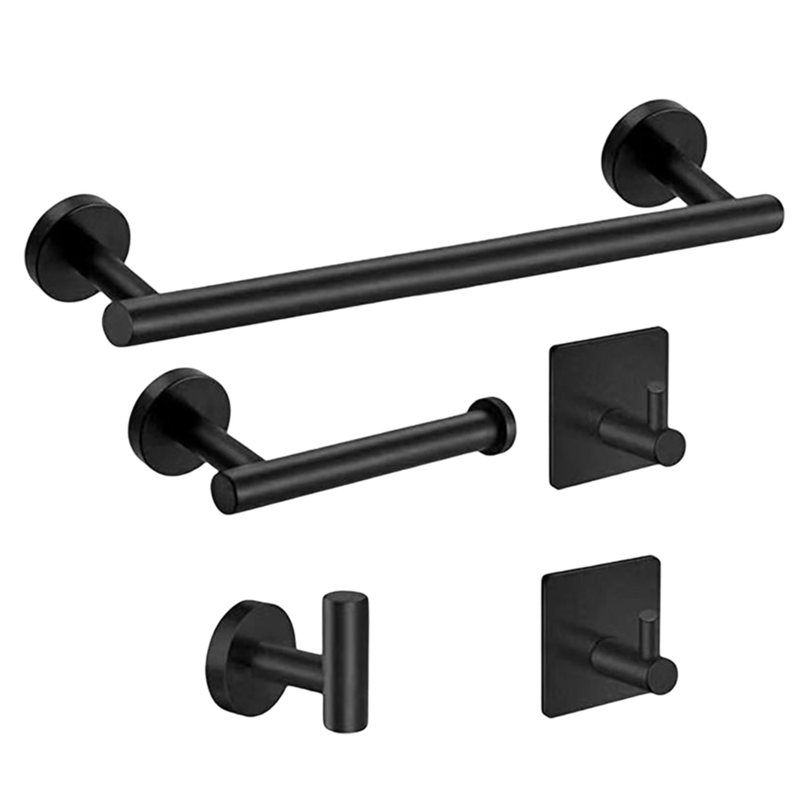Magideal - Juego De Accesorios De Baño Cepillado Barra De Toalla Acero Inoxidable A Prueba De Herrumbre Servicio Pesado Estilo Moderno De 5 Piezas Estilo Redondo , Negro Negro B