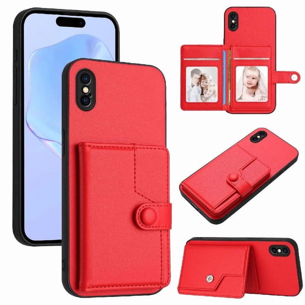 FOXDOCK Funda para iPhone X con Bloqueo RFID - Diseño Elegante con Cierre de Botón