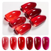 Beetles Gel Polish - Set De Esmaltes De Uñas En Gel Beetles Red Jelly, 6 Colores, 7,5 Ml