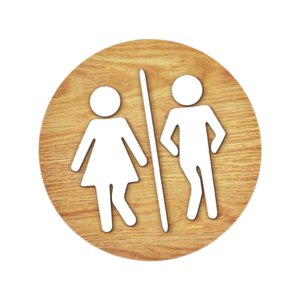 Bothyi - Señal De Baño Redondo Señal De Baño Para Establecimientos De Baño Centro Comercial Color De Grano De Madera