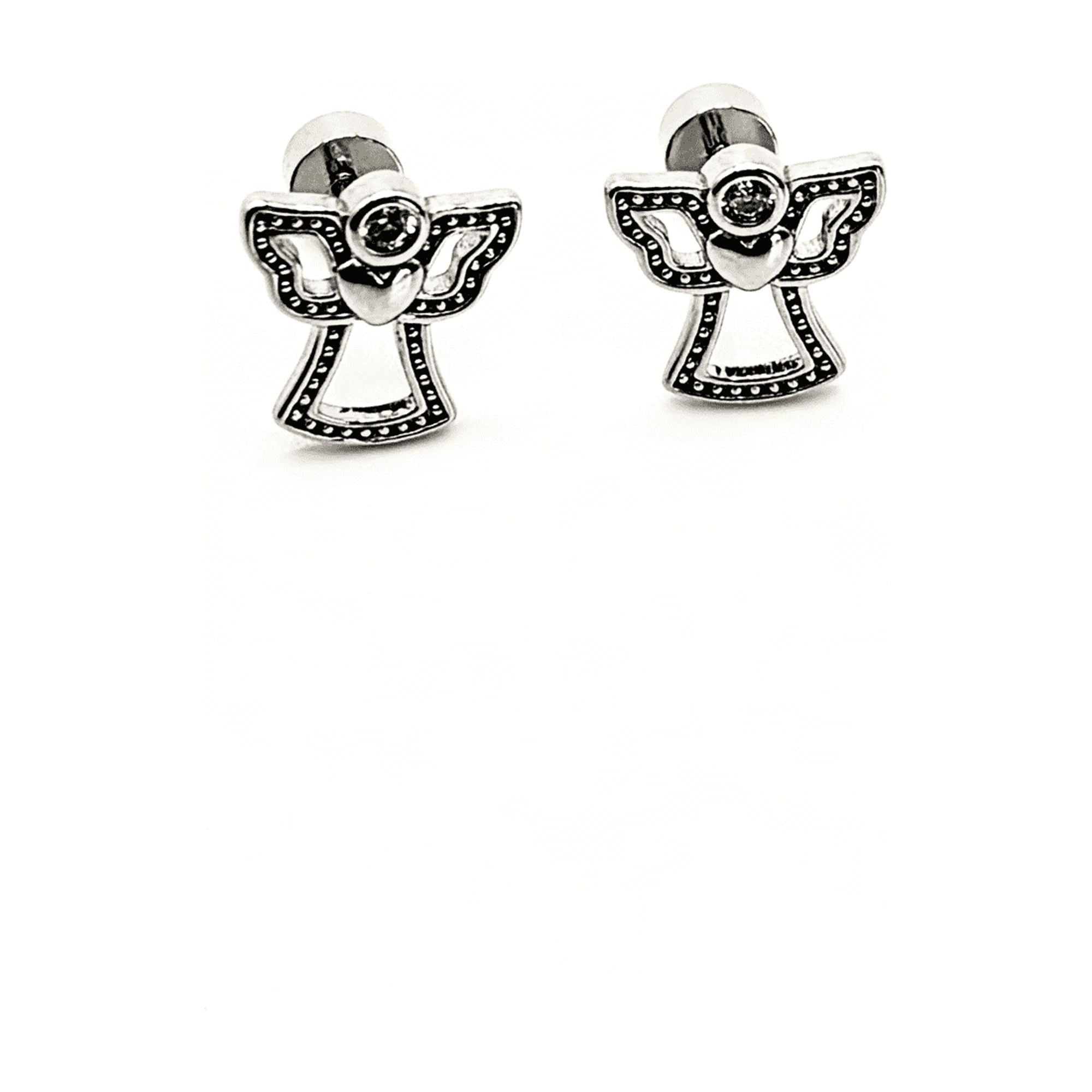 Tiana Joyas - Aro De Angel De La Guarda Con Circones Transparentes De Plata 925