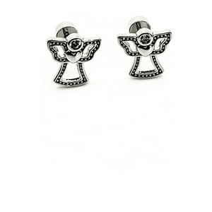 Tiana Joyas - Aro De Angel De La Guarda Con Circones Transparentes De Plata 925