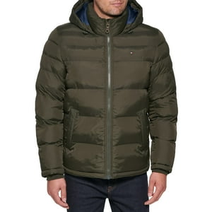 Chaqueta Tommy Hilfiger Clásica Con Capucha Acolchada Para Hombre, Color Oliva, 4Xl