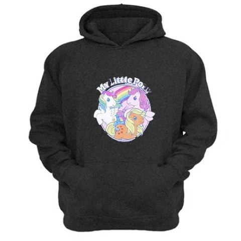 Genérico - Polerón Canguro Mi Pequeño Pony Gris Oscuro Talla S Unisex