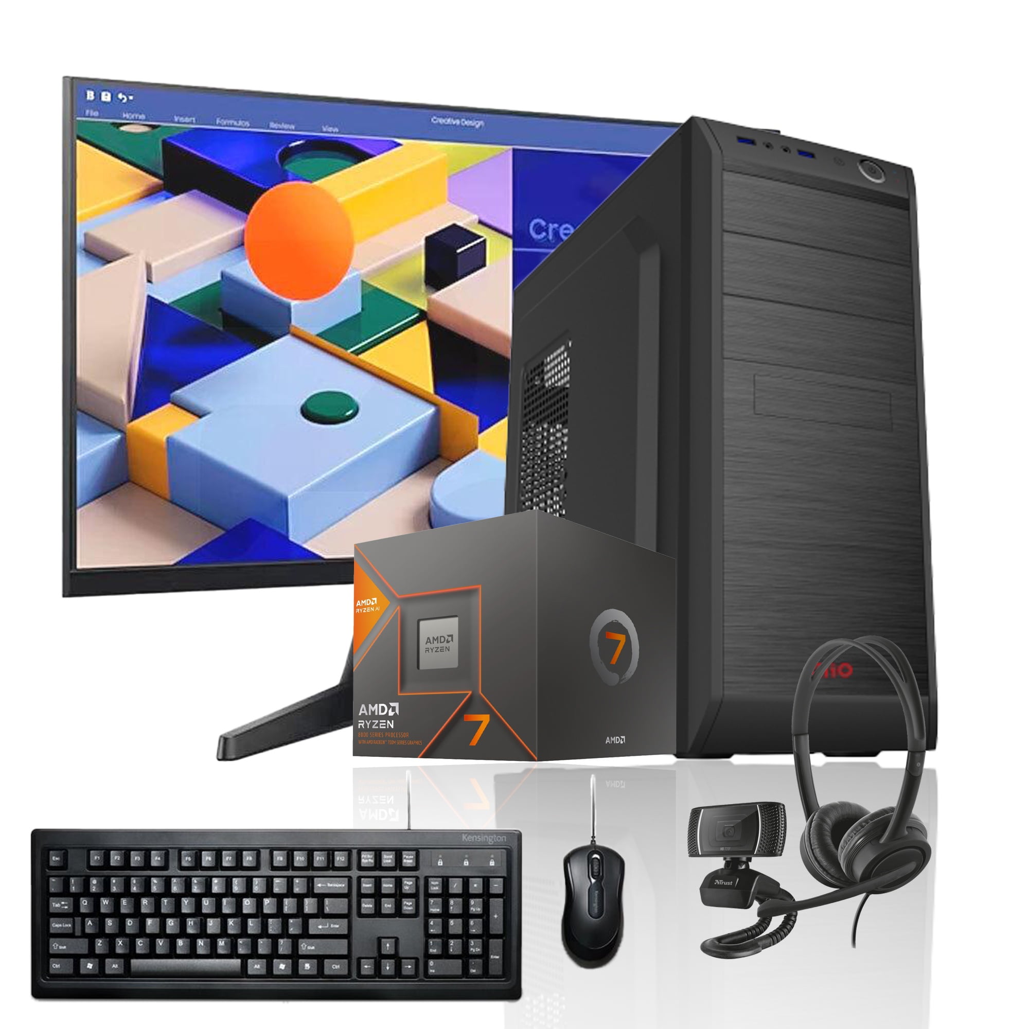 Pc + Monitor 24 + Perif: Amd Ryzen 7 8700G 16Gb 1Tb Radeon 780M Wifi