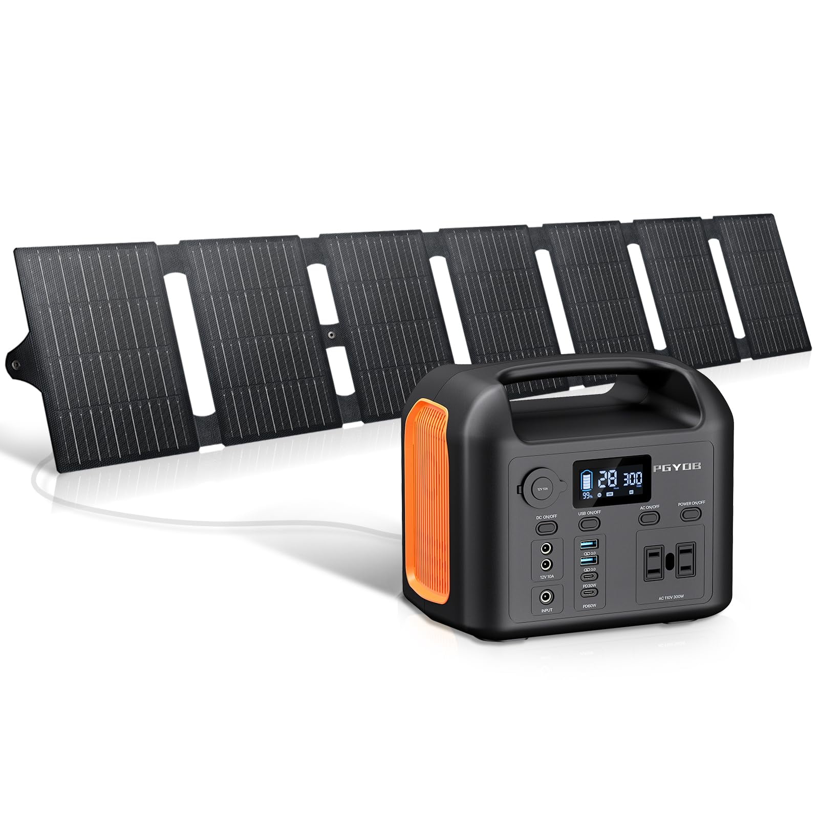 Estación de Energía Portátil PGYOB R300 299Wh 300W CA Panel Solar 55W ...