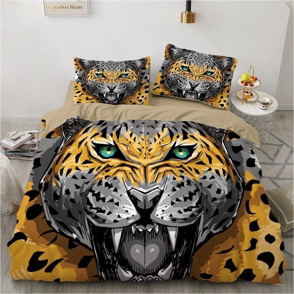 Retro Style Egyptian Mythology Quilt Duvet Cover Set Kids Soft Pillowcase3-Piece Bedding Set