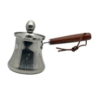 Magideal - Cafetera Turca Con Mango De Madera Cómoda Y Pico Vertedor Olla De Leche Derretidor De Mantequilla Y Sartén Para Salsas De Acero Inoxidable Resistente 350 Ml