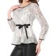 thumbnail image 1 of INSPIRE CHIC Blusa Peplum de Encaje para Mujer con Mangas de Pulsera Florales y Cintura Autoadherente XS Blanca, 1 of 8