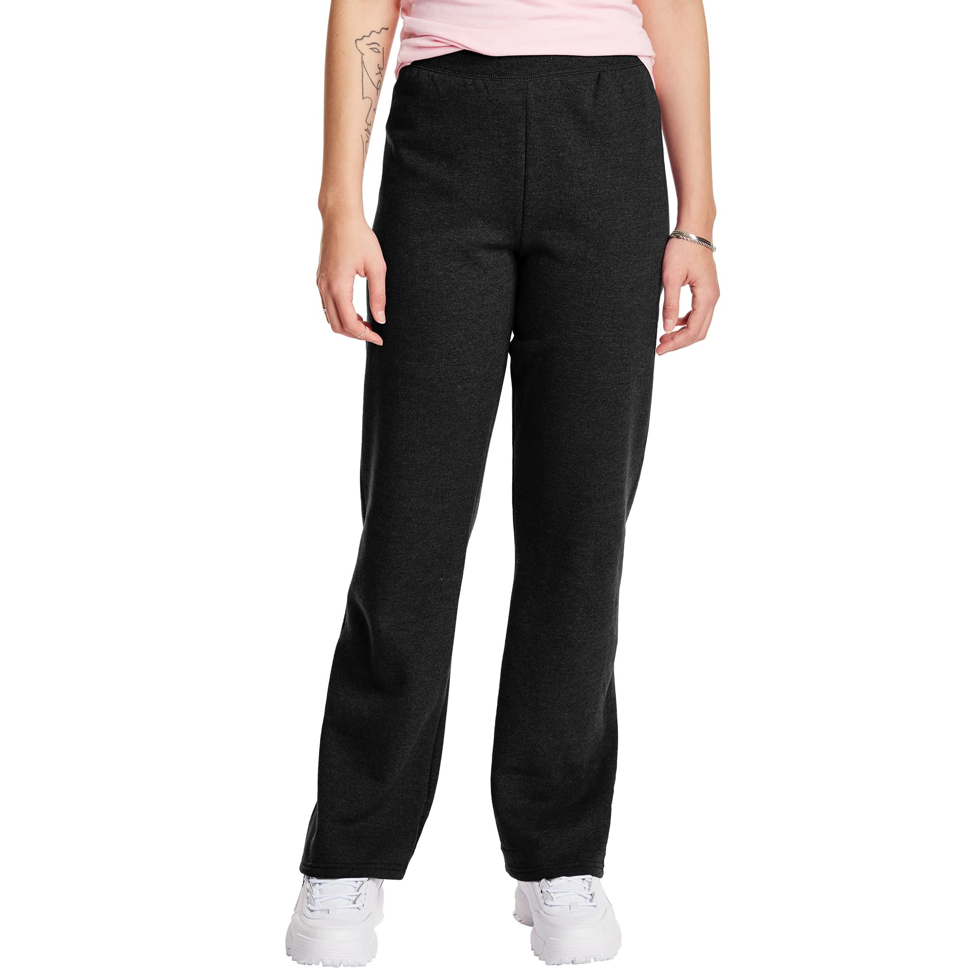 Pantalones Deportivos Hanes Ecosmart Para Mujer, Parte Inferior Abierta, Color Ébano, Talla L