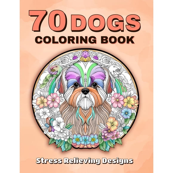 Libro para colorear de 70 razas de perros famosos para aliviar el estrés