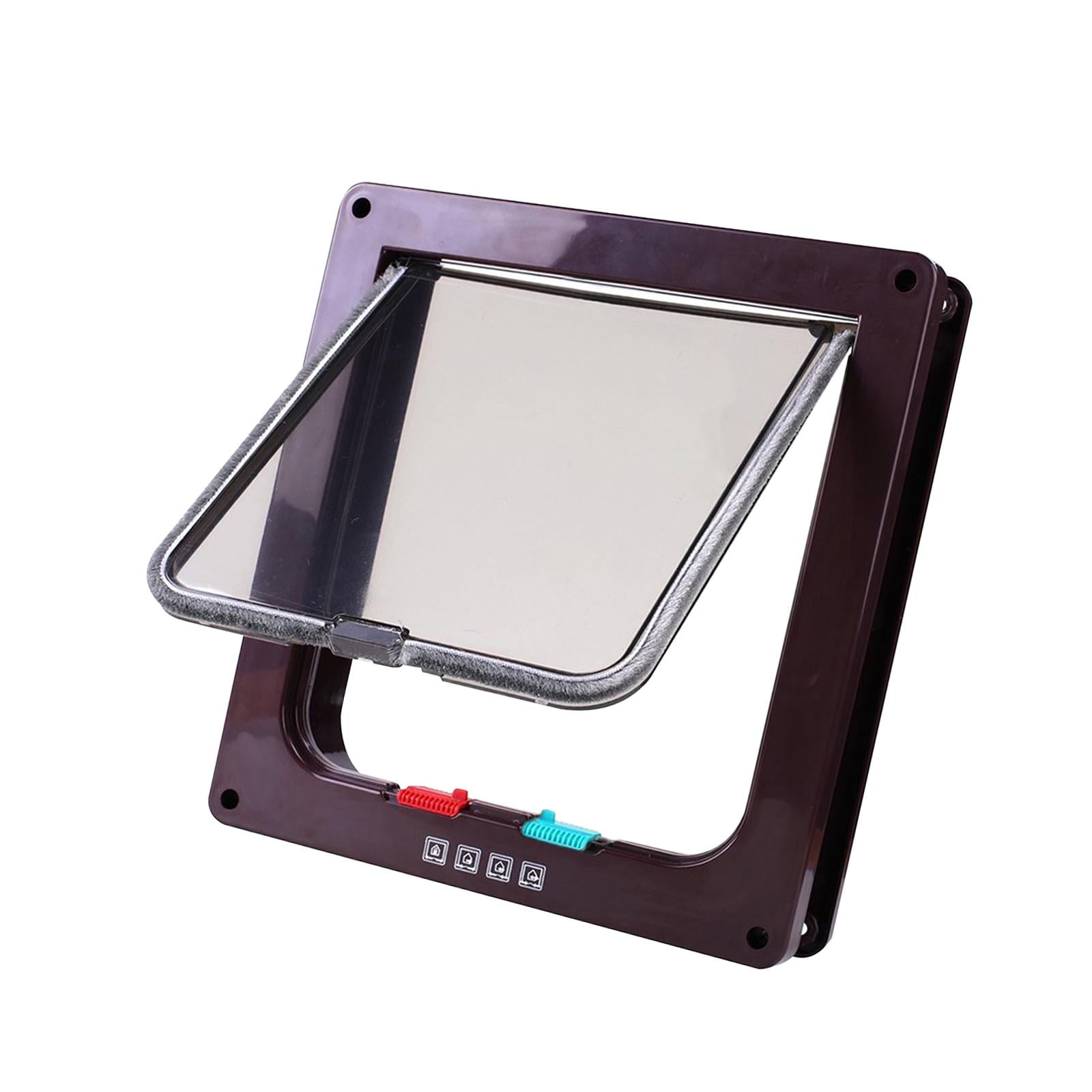 Magideal - Puerta Duradera Para Mascotas, Puerta Para Perros, Suministros Para Mascotas Con Cerradura De Seguridad De 4 Vías, Puerta Con Solapa Para Perros Y , Marrón