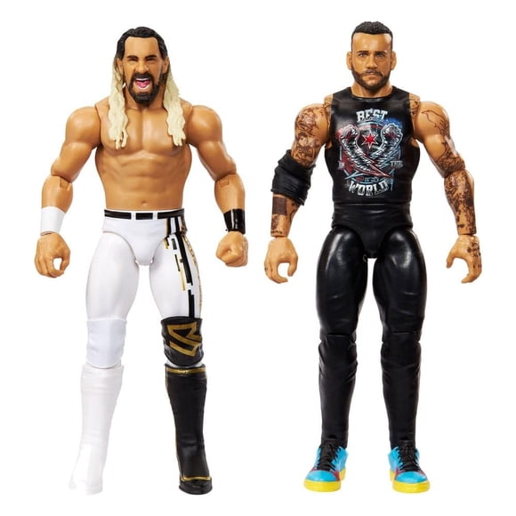 Figuras de acción de lucha libre WWE CM Punk y Seth Rollins, paquete de 2
