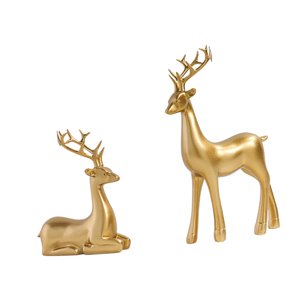 Magideal - Estatua De Reno, Estatua De Ciervo, Resina, Decoración Creativa Para El Hogar, Figura De Ciervo, Escultura De Alce Para Gabinete, Oficina, Estantería, Oro