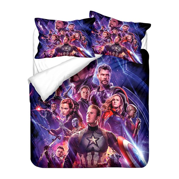 Cartoon 3d Marvel Bedding Set Hulk Iron Man Captain US Quilt Duvet Cover Pillowcase Bed Set For children and adults Bed Sheets