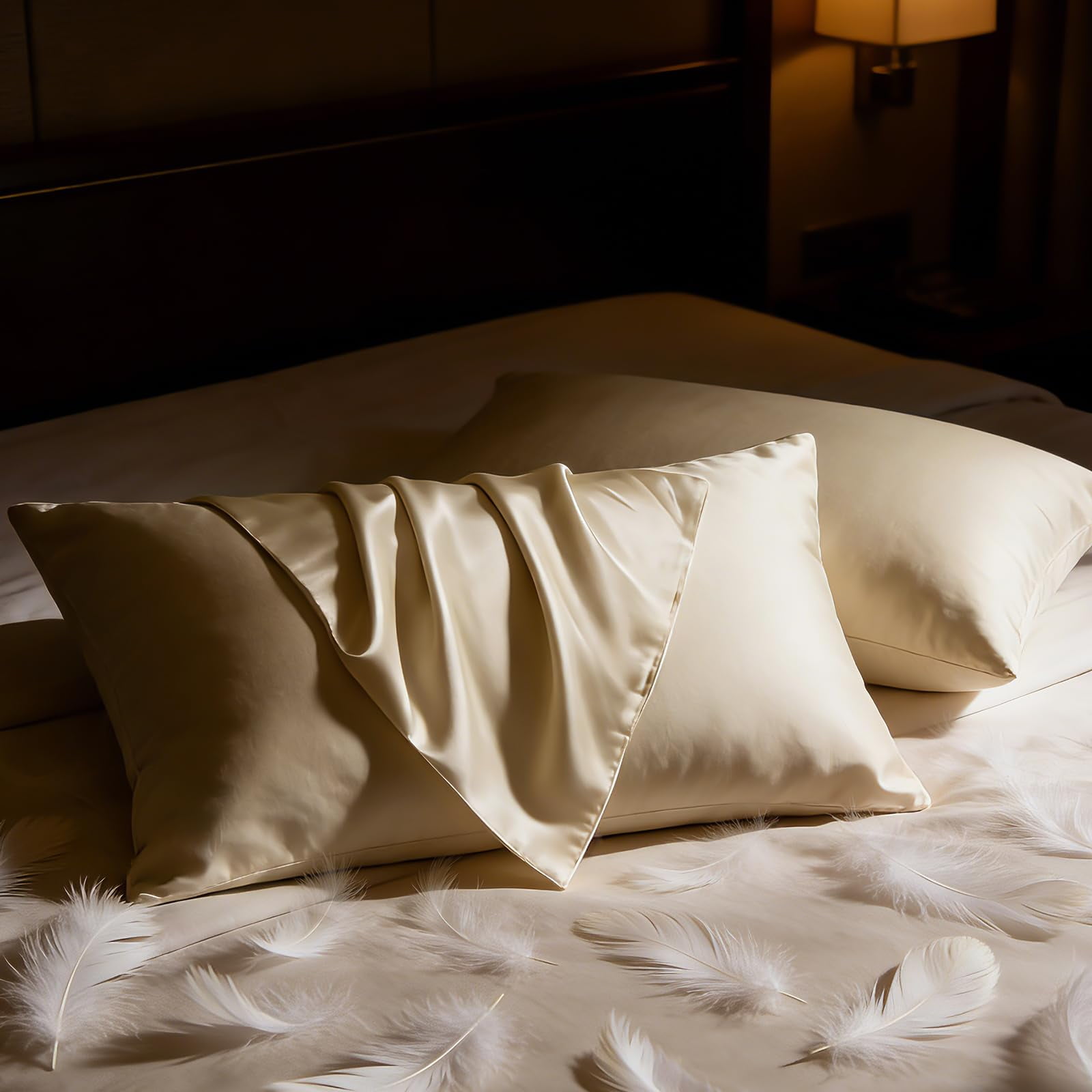 Pillows Bhz Con Plumas De Ganso, Tamaño Estándar, Juego De 2 Unidades, Color Beige