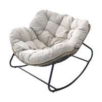 Magideal - Mecedora Tapizada, Cómoda, Para Ocio, Con Cojín Suave Y Grueso, Para Porche, Patio, Sala De Estar Y Interior. Beige