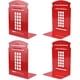 thumbnail image 1 of Sujetalibros metálicos resistentes para estanterías, soporte decorativo para libros, DVD y vídeos. Cabina telefónica roja Londres (2 pares/4 piezas). 7,8 x 5,5 x 3,9 pulgadas., 1 of 5