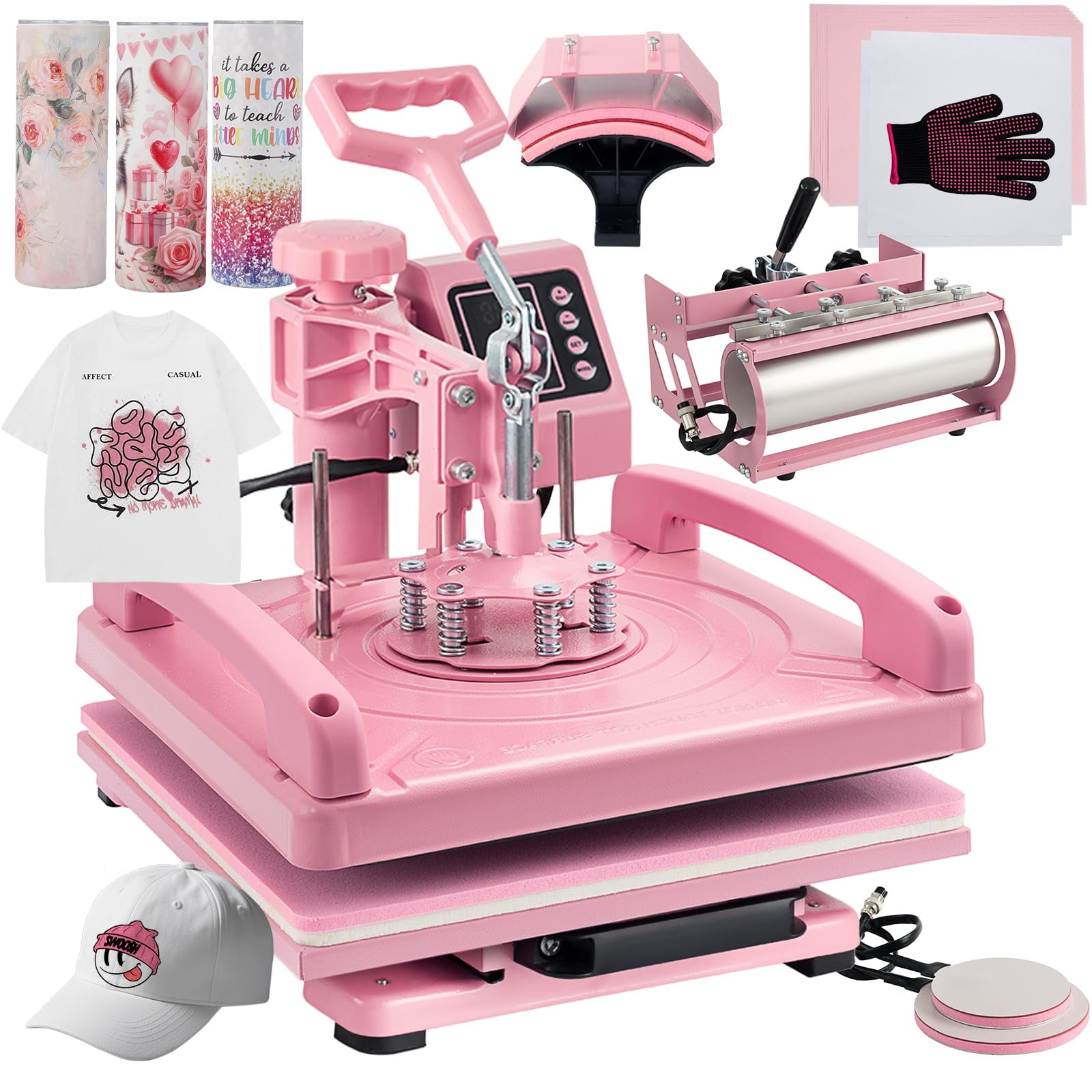 Máquina De Prensado En Caliente Leomru 5 En 1 Para Camisetas, Sombreros, Gorras Y Tazas