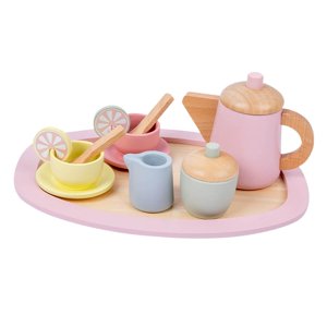 Magideal - Juego De Fiesta De Té De Madera Juego De Simulación De Roles Con Accesorios Para Niños De 3 Años En Adelante