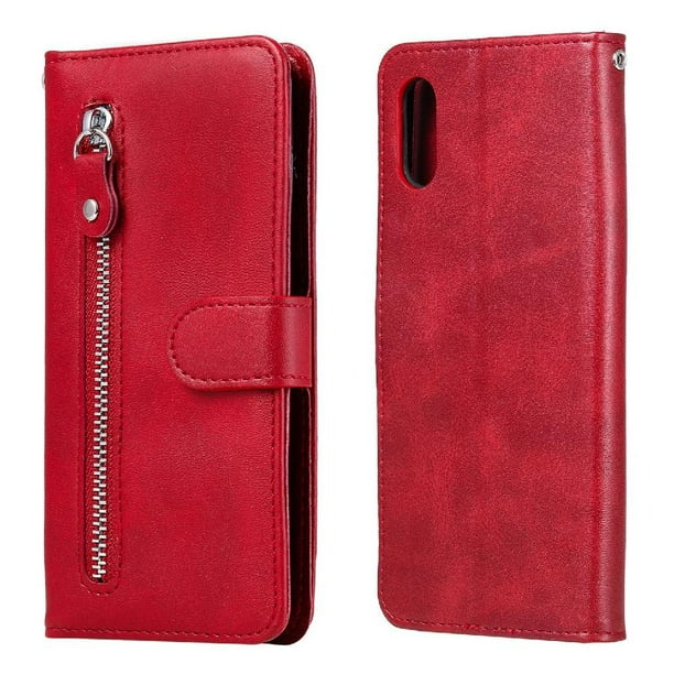 Funda con Cremallera para Xiaomi Redmi 9A, Carcasa Cartera de Cuero PU con Soporte y Tarjetero