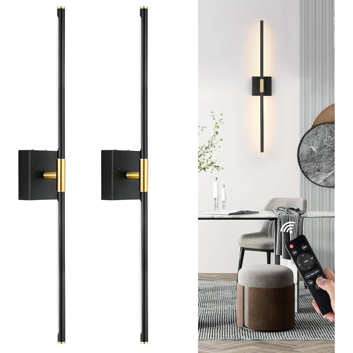 Aplique Pared Led Morauroral 2 Unid 24 Recargable Dimmer