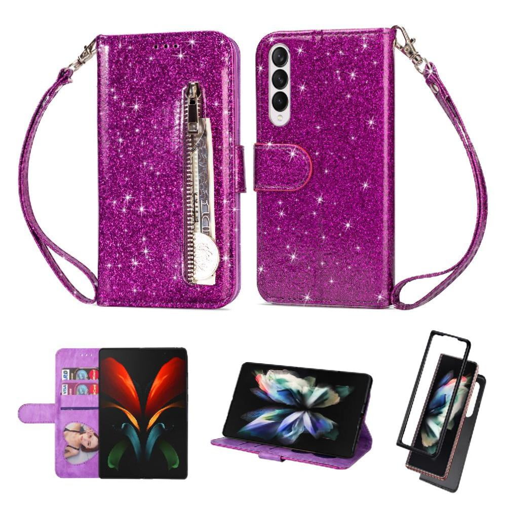 Funda Para Foxdock Elegante Funda Samsung Galaxy Z Fold4 Glitter Con Cremallera-ideal Para El Uso Diario
