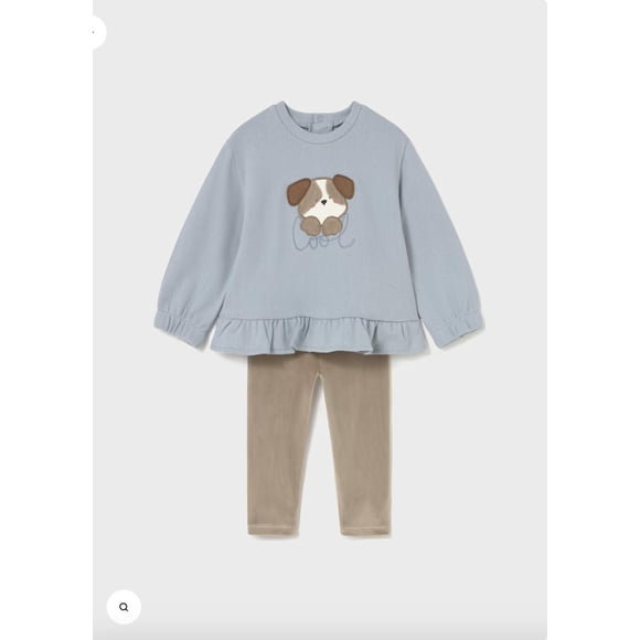 Conjunto Español Leggins cafe y pullover celeste celeste 3 años