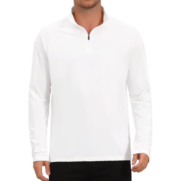 INSPIRE CHIC Camiseta Deportiva de Manga Larga con Protección Solar y Cremallera 1/4 para Hombre XL Blanca