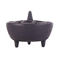 Magideal - Cuenco Para Quemar Incienso De Hierro, Decoración Del Hogar, Diseño Hueco, Redondo Con Tapa, Soporte Vintage Portátil Para Meditación, Jardín, Patio