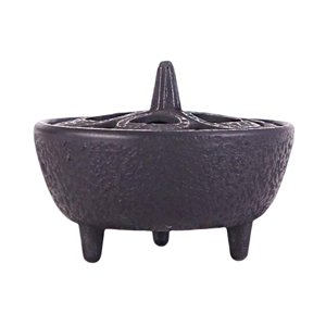 Magideal - Cuenco Para Quemar Incienso De Hierro, Decoración Del Hogar, Diseño Hueco, Redondo Con Tapa, Soporte Vintage Portátil Para Meditación, Jardín, Patio