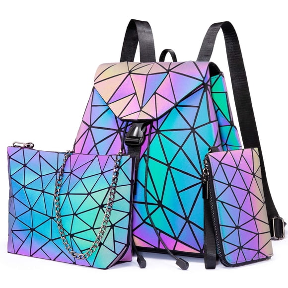 Mochila LOVEVOOK Geometric Luminous para mujer holográfica