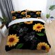 thumbnail image 1 of Unicron Sunflower Music Flag Tower Quilt Duvet Cover Set Bed Linen 3-Piece Bedding Set, 1 of 4