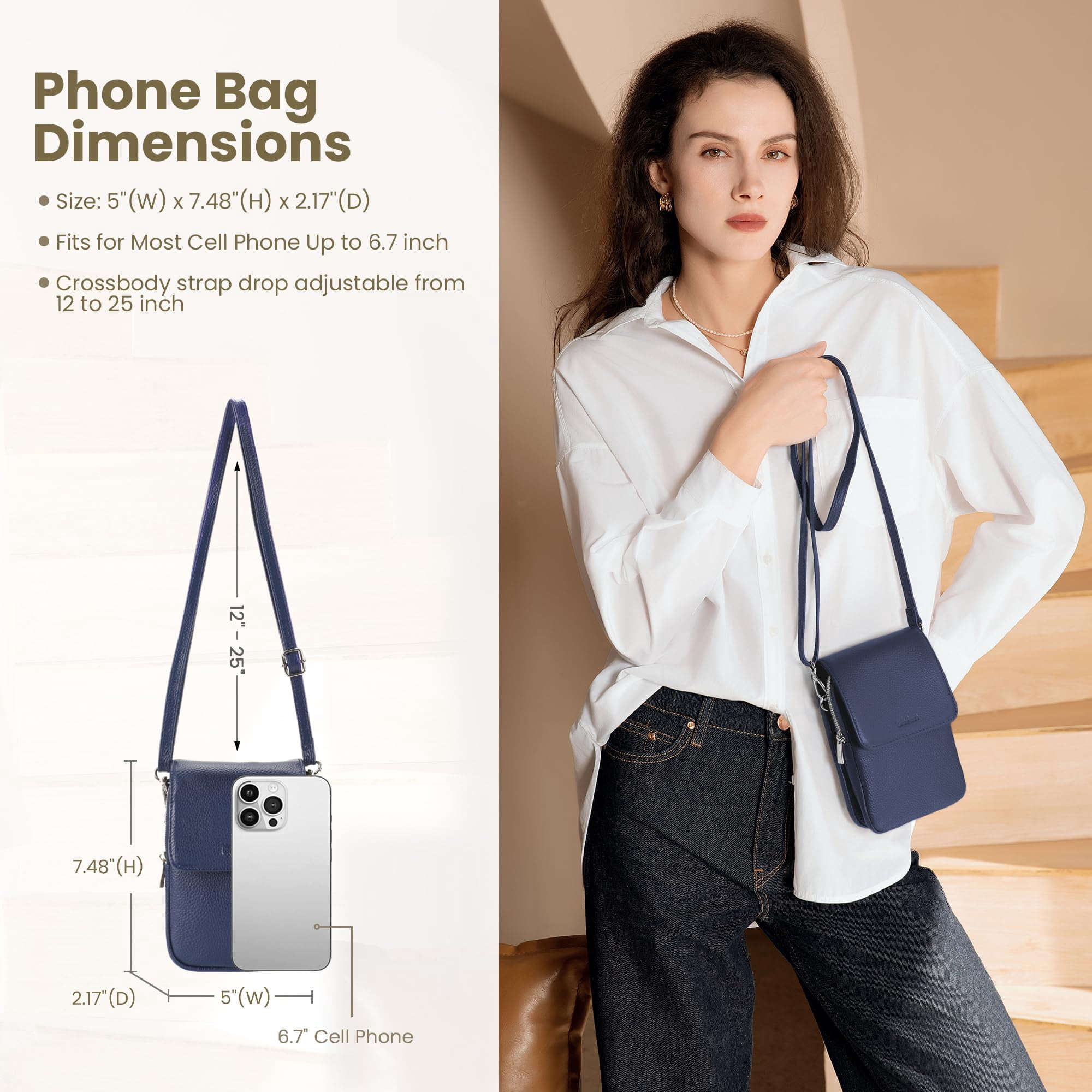 Befen Bolso Cruzado De Piel Auténtica Para Mujer, Bolso De Hombro Pequeño Para Mujer, Con Bloqueo