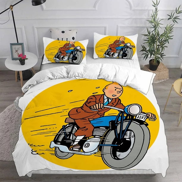 The Adventures of Tintin cartoon animation bedding set, 3D digital printing soft and comfortable polyester, children's gifts Bed Sheets