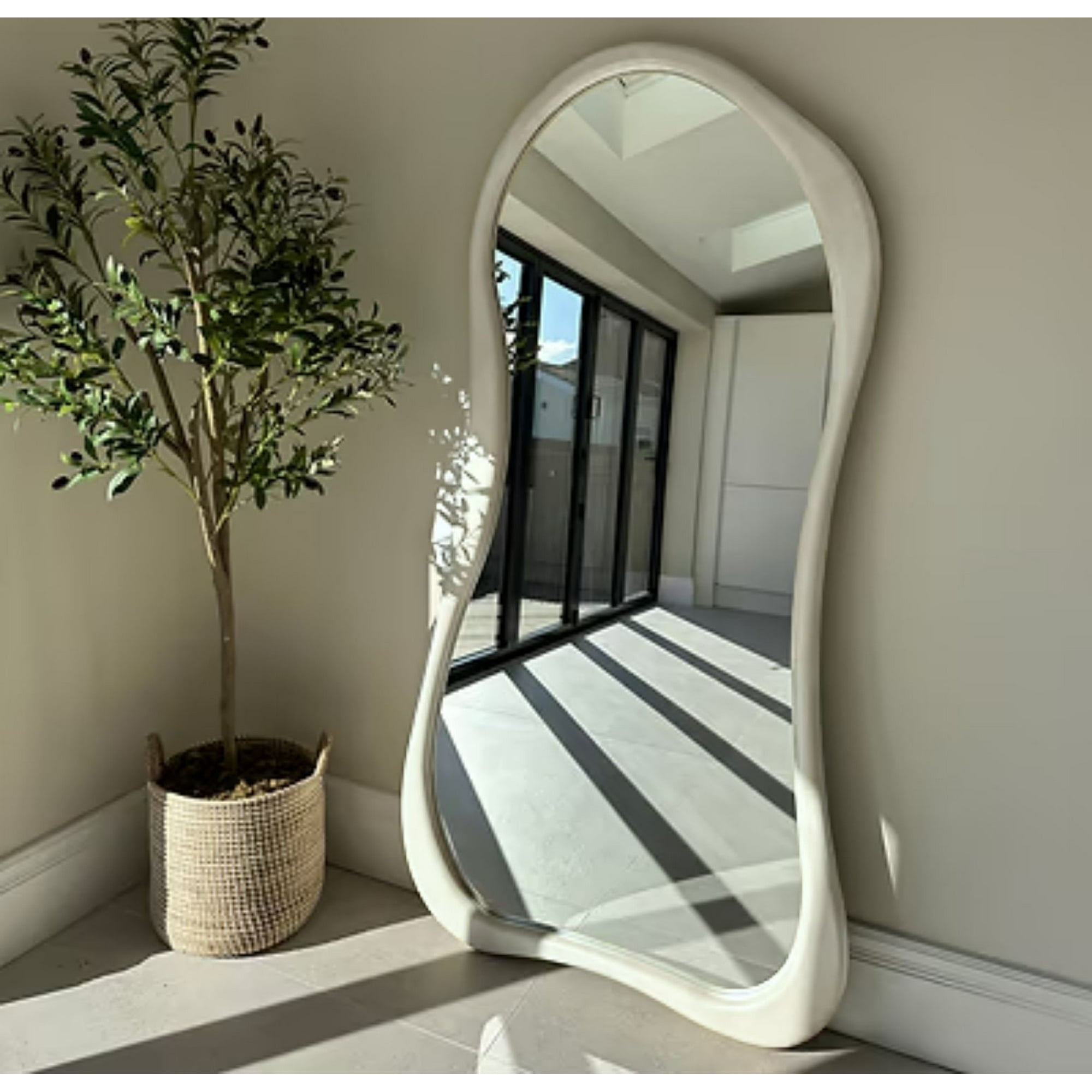 Santú Home & Deco - Espejo Asimetrico Cuerpo Entero Madera Blanco 200x100cm