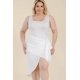 thumbnail image 1 of Saronite Vestido Midi Básico Cruzado con Lazo Frontal, sin Mangas, Blanco (Talla Grande para Mujer), 1 of 5